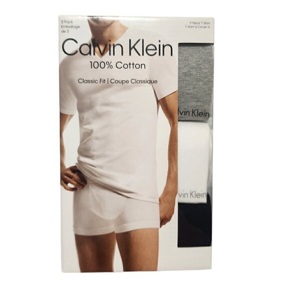 Calvin Klein Men's 3Pk V Neck Cotton Classics‎ Active Shirts & Tees - Picture 1 of 8